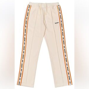 Nerdy Korean Style Cream Racerstripe Track Pants Elastic Drawstring Waistband, S